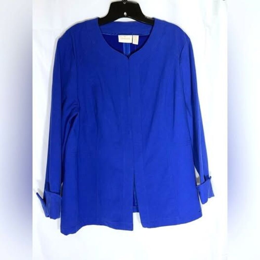 Chico’s Size 3 XL Cobalt Blue Open Front Blazer Women's Lightweight Jacket NWT